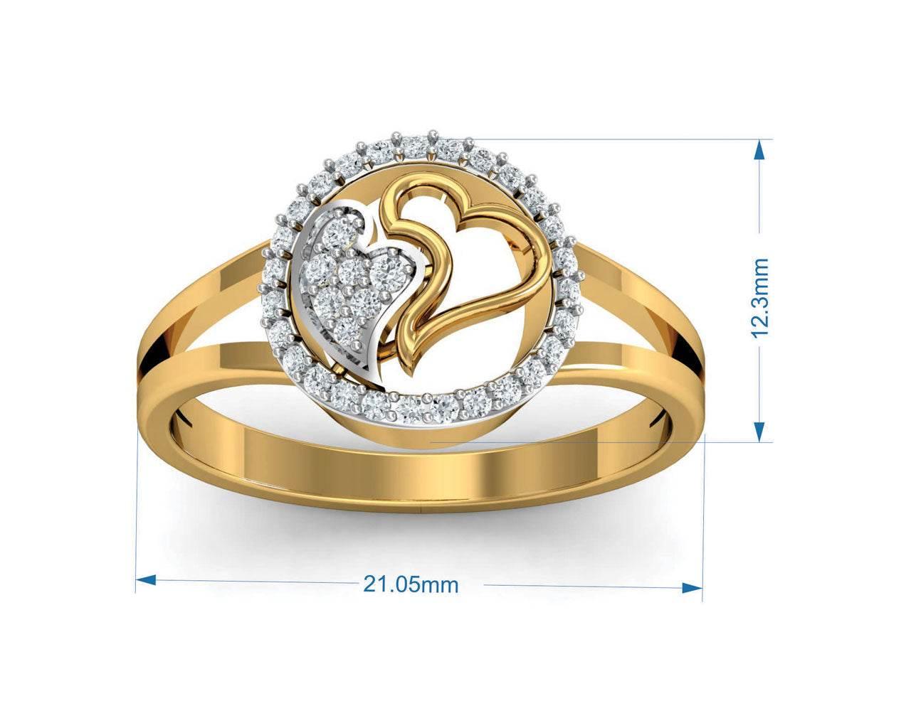 Samra Diamond Hearts Gold Ring - Jewelslane