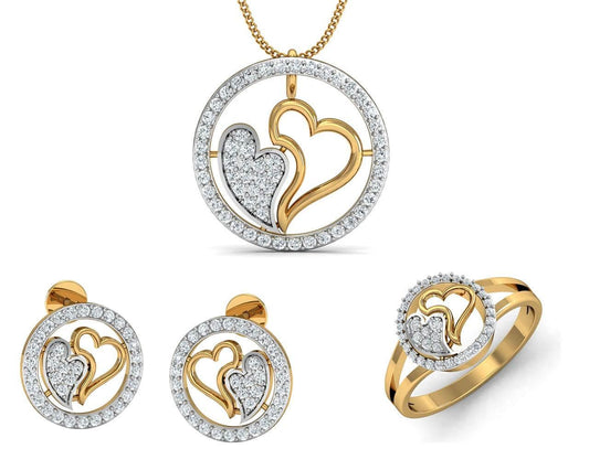 Samra Diamond Hearts Pendant Set - Jewelslane