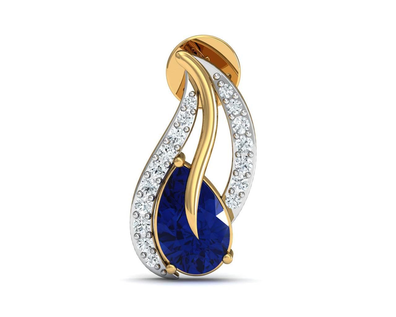 Sary Blue Sapphire & Diamond Earrings In Gold - Jewelslane