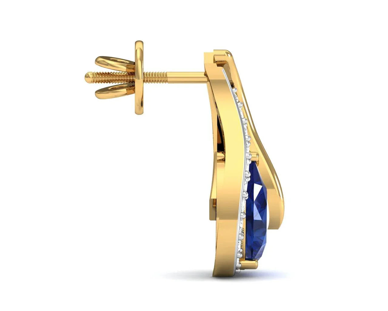 Sary Blue Sapphire & Diamond Earrings In Gold - Jewelslane