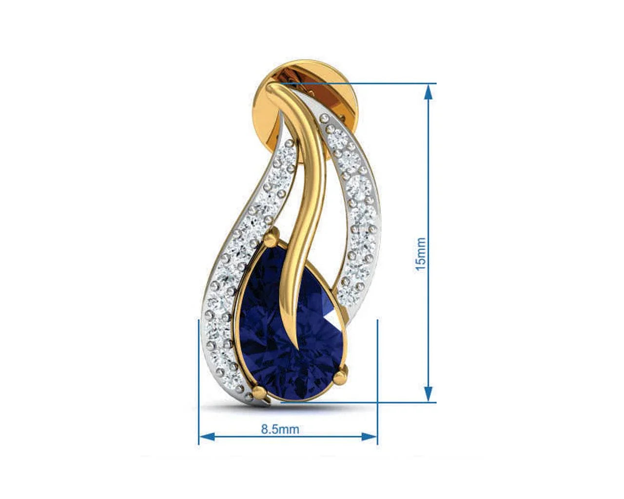 Sary Blue Sapphire & Diamond Earrings In Gold - Jewelslane