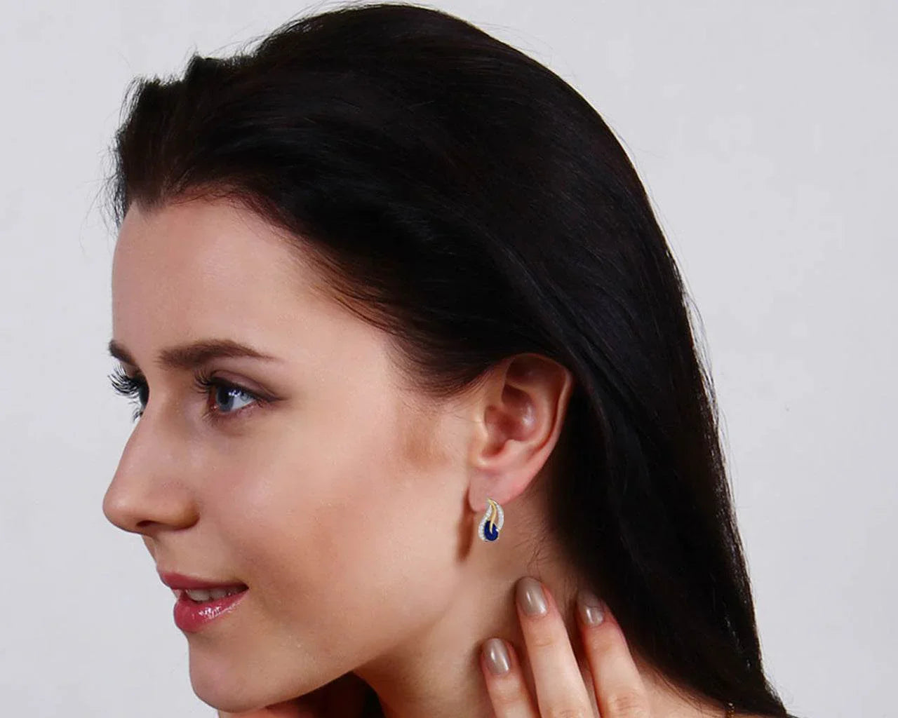 Sary Blue Sapphire & Diamond Earrings In Gold - Jewelslane