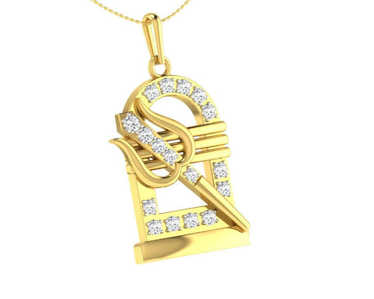 Shiv Trishul & Lingam Pendant with Diamond - Jewelslane