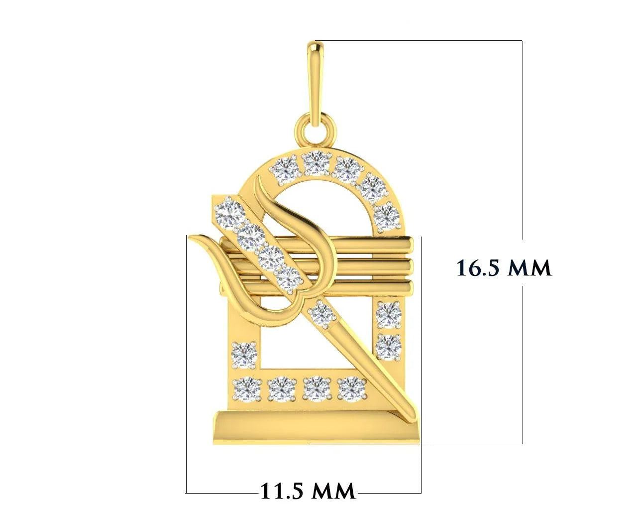 Shiv Trishul & Lingam Pendant with Diamond - Jewelslane