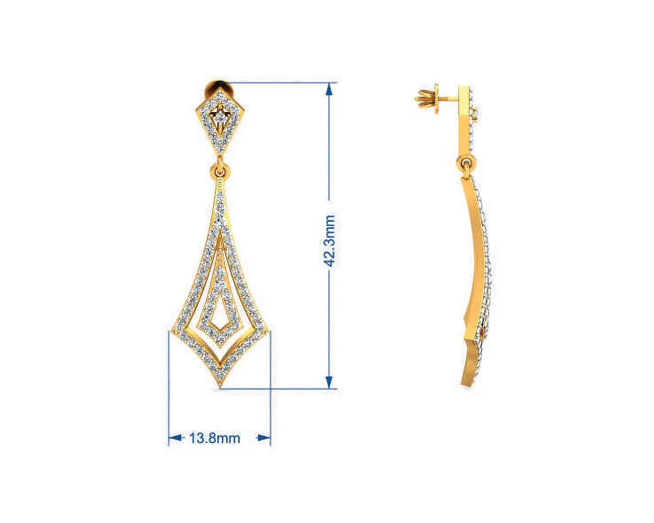 Sia Diamond Danglers In Gold - Jewelslane
