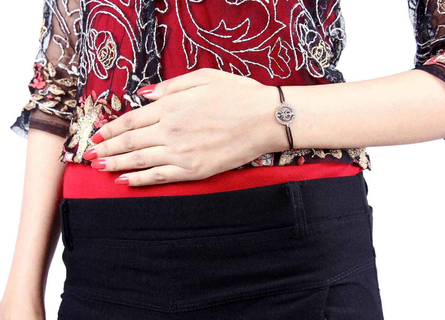 Khanda Full Diamond Bracelet in Silver - Jewelslane