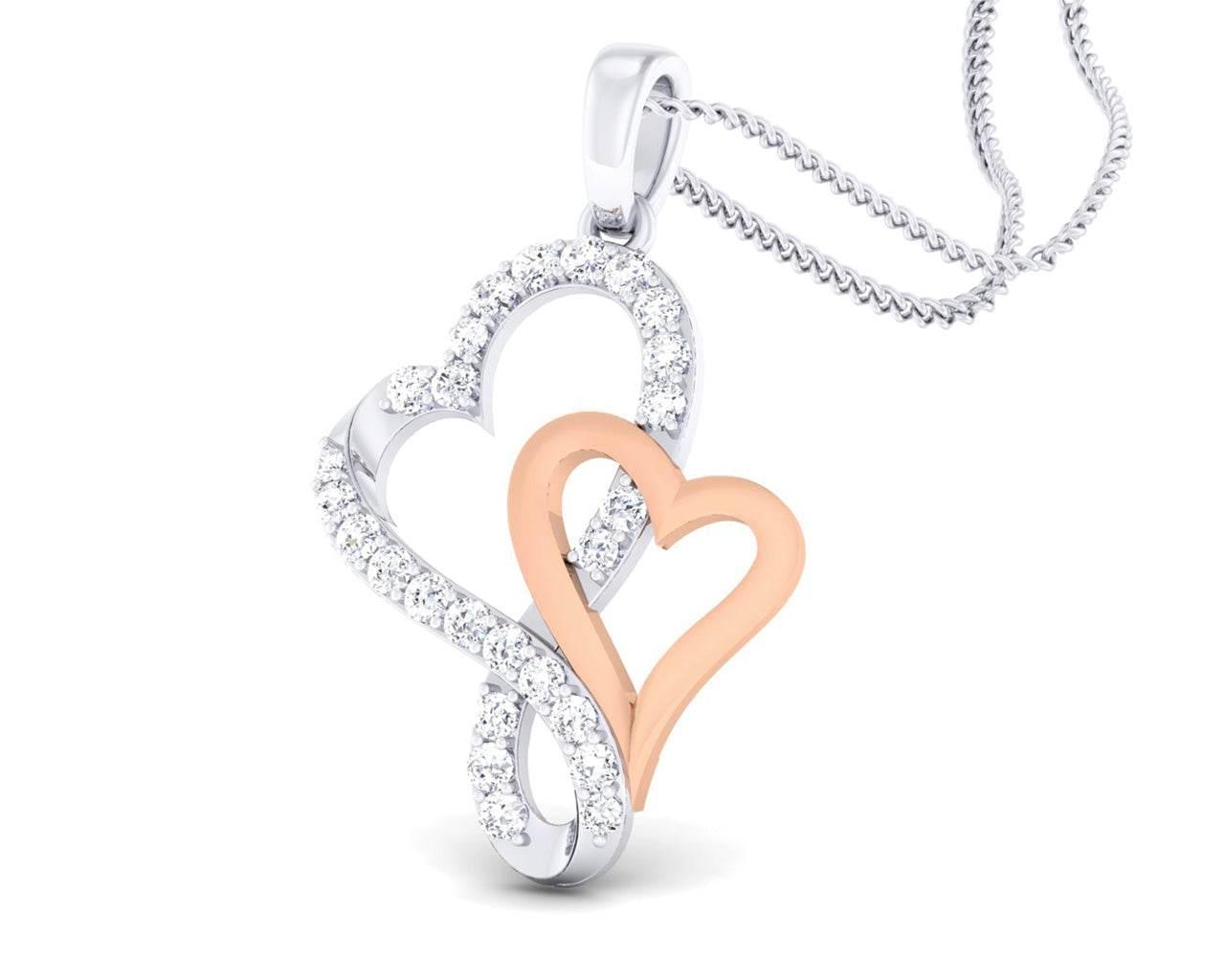 Sofy Mingling Hearts diamond pendant in 18k gold - Jewelslane
