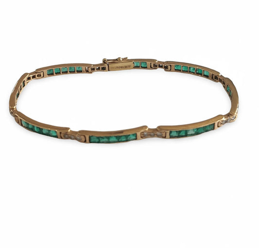 Emerald & Diamond Tennis Bracelet - Jewelslane