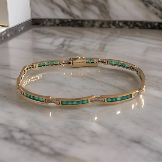 Emerald & Diamond Tennis Bracelet - Jewelslane