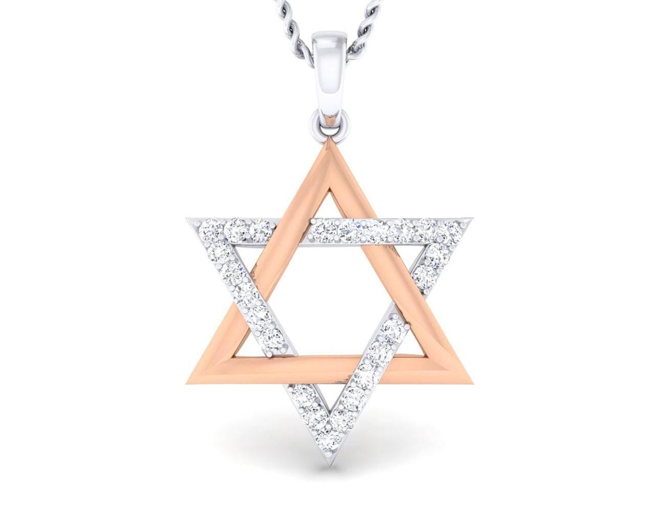 Stella Two Tone 18k Gold & Diamond Pendant for Girls - Jewelslane