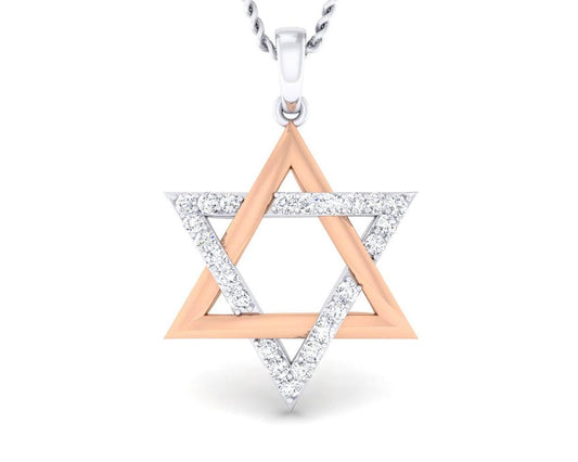 Stella Two Tone 18k Gold & Diamond Pendant for Girls - Jewelslane