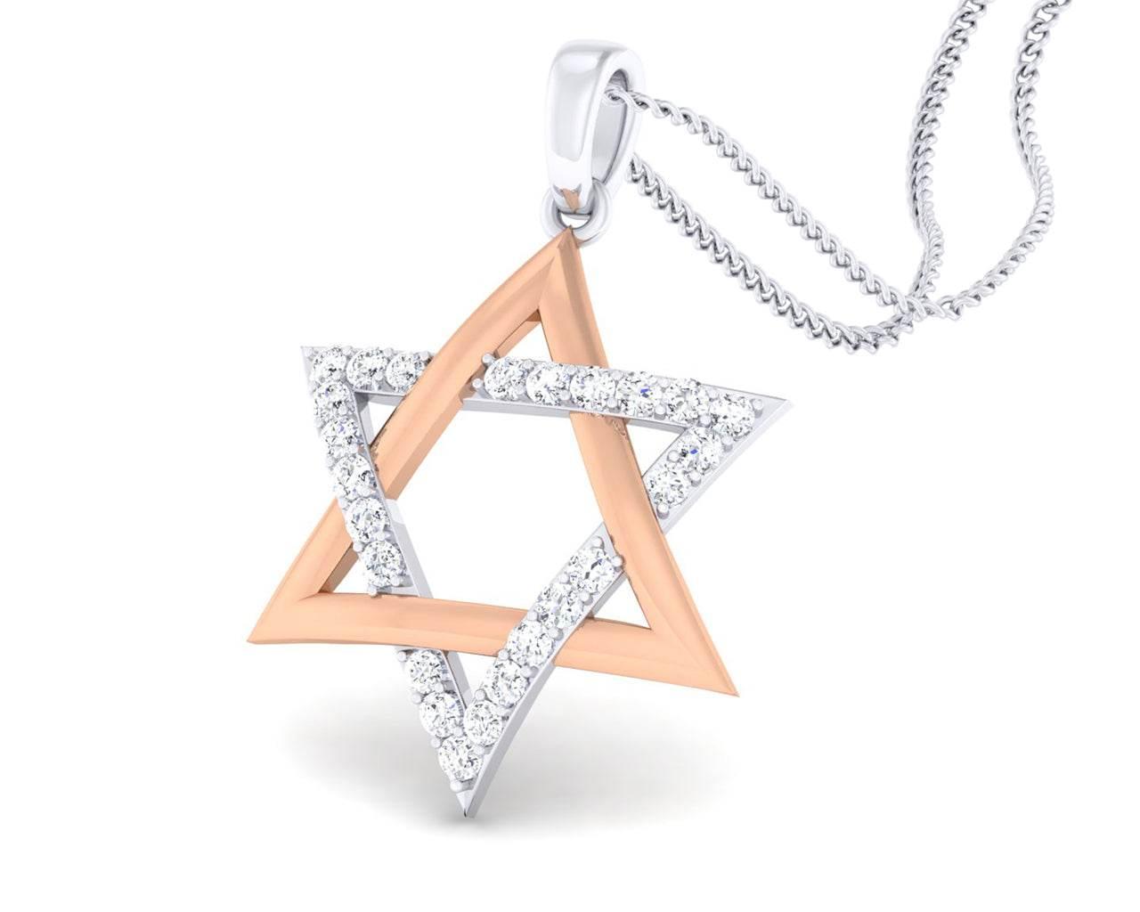 Stella Two Tone 18k Gold & Diamond Pendant for Girls - Jewelslane