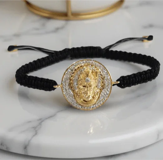 Stunning Hanuman Bracelet in Gold with Diamonds - Jewelslane