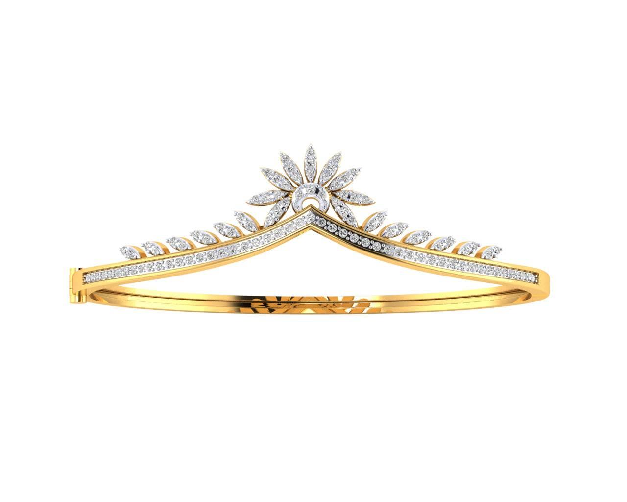 Suma Diamond Bangle in Gold - Jewelslane
