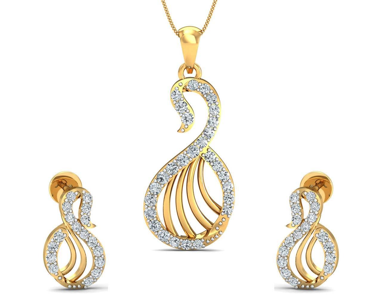 Swan Diamond Pendant Set - Jewelslane