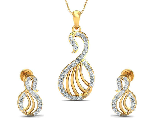 Swan Diamond Pendant Set - Jewelslane