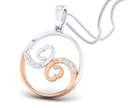 Syna Diamond hearts Pendant in two tone 18k gold - Jewelslane