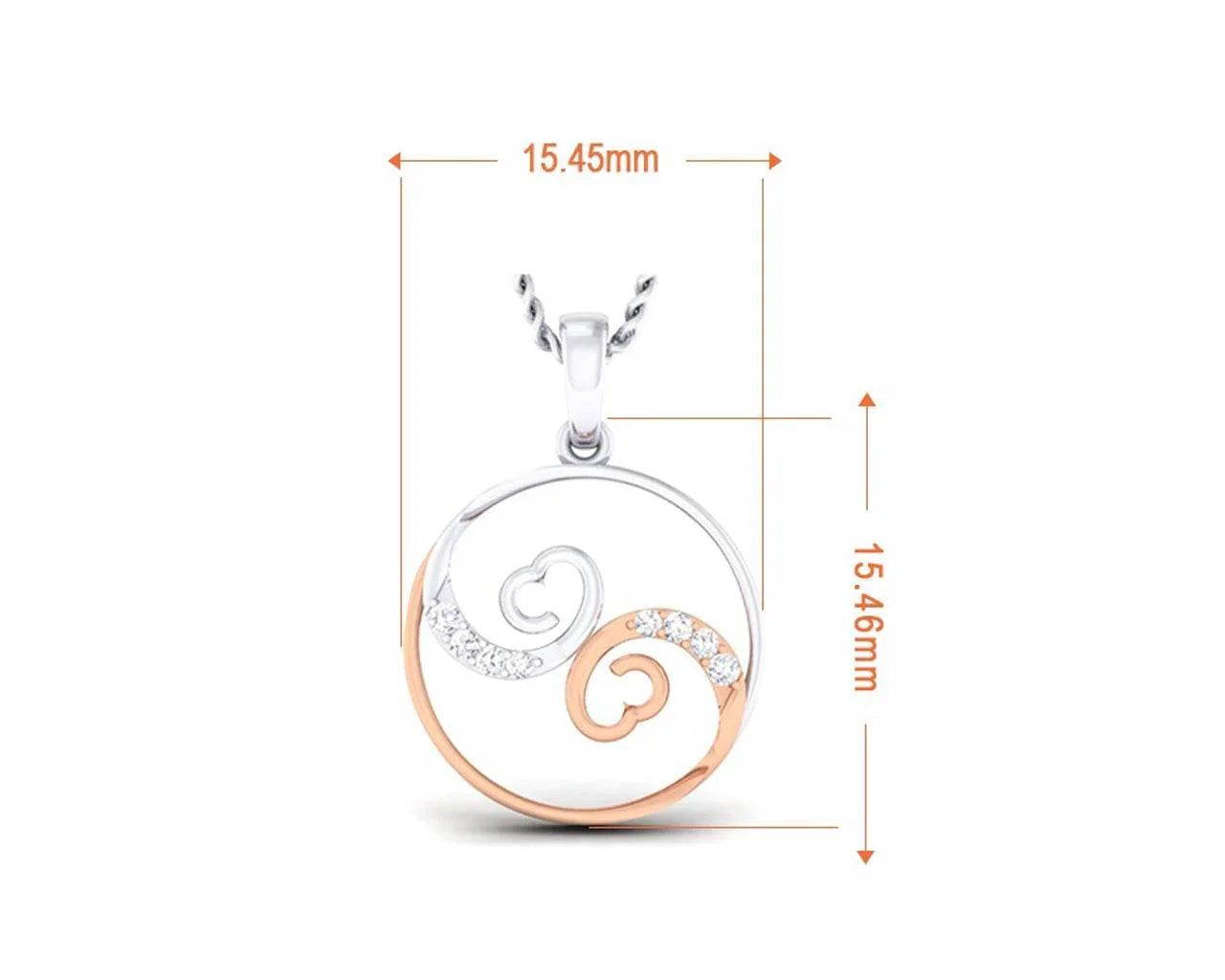 Syna Diamond hearts Pendant in two tone 18k gold - Jewelslane