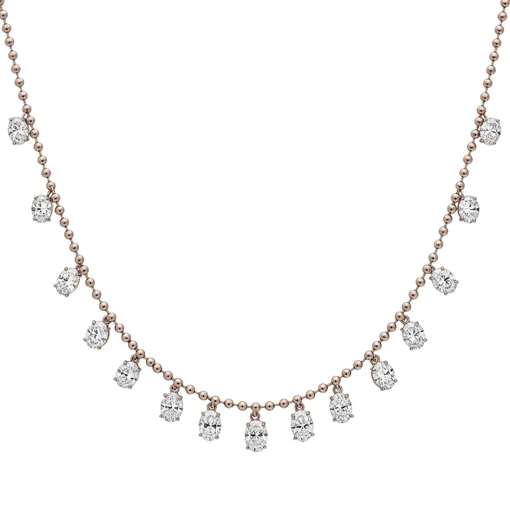 Taira Oval Shape Lab Grown Floating Diamond Necklace - Jewelslane