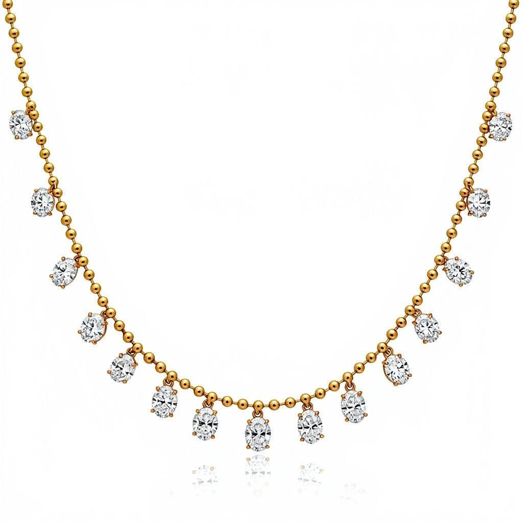 Taira Oval Shape Lab Grown Floating Diamond Necklace - Jewelslane
