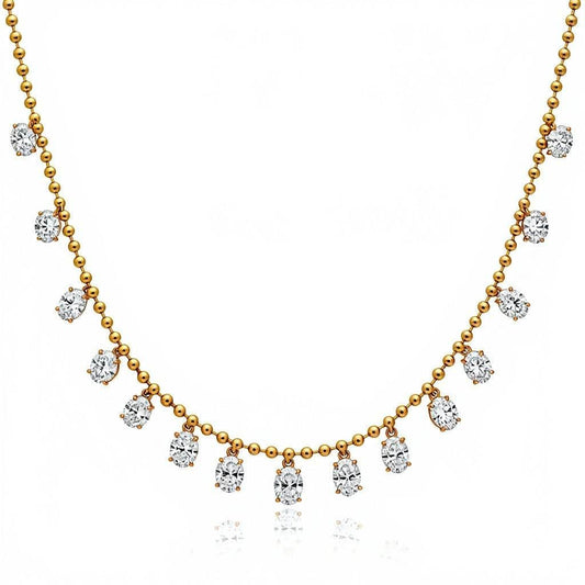 Taira Oval Shape Lab Grown Floating Diamond Necklace - Jewelslane