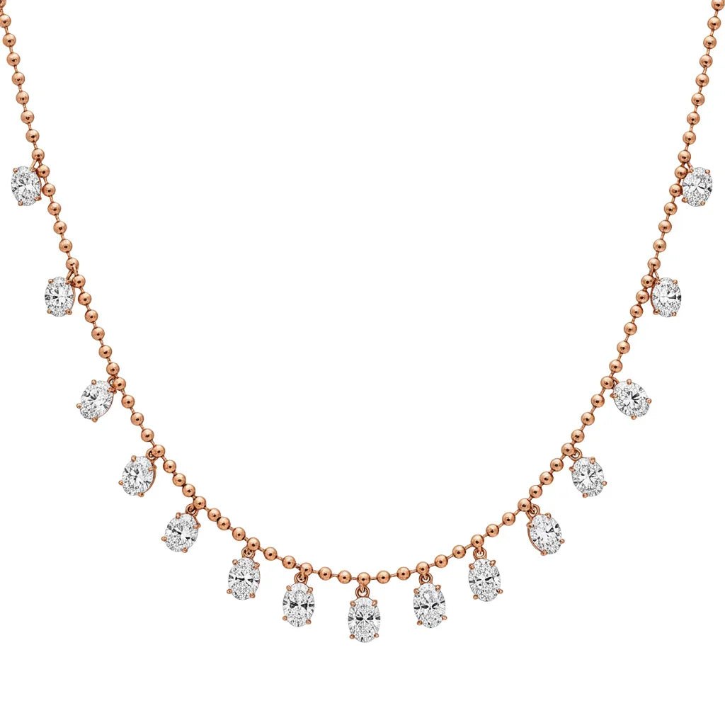 Taira Oval Shape Lab Grown Floating Diamond Necklace - Jewelslane