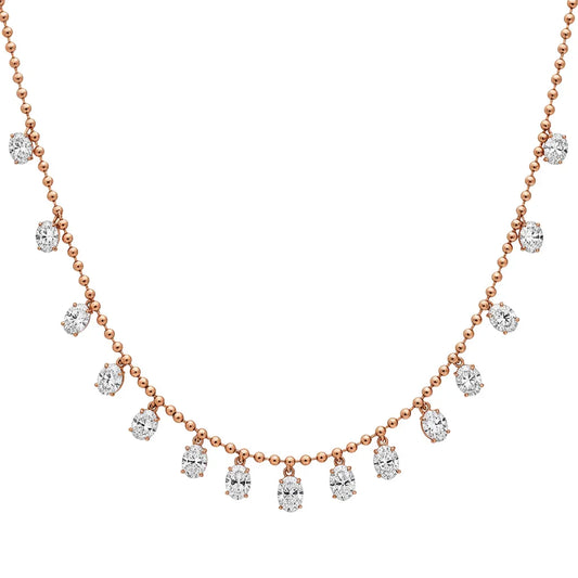 Taira Oval Shape Lab Grown Floating Diamond Necklace - Jewelslane
