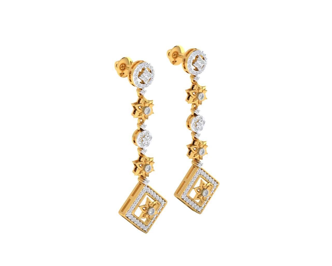 Talor Diamond Dangle drop earrings in Gold - Jewelslane