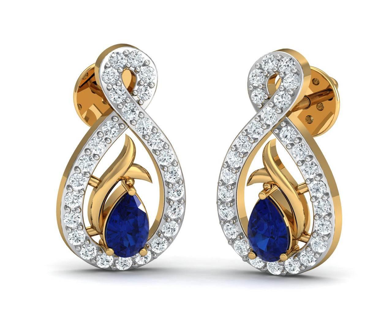 Tarini Blue Sapphire & Diamond Earrings - Jewelslane