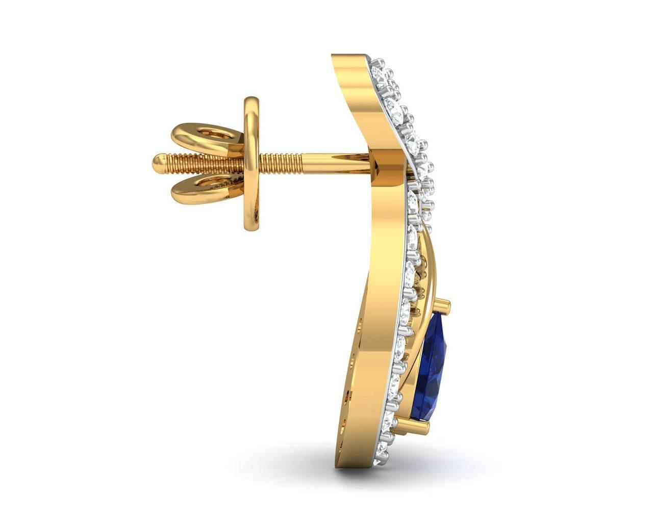 Tarini Blue Sapphire & Diamond Earrings - Jewelslane