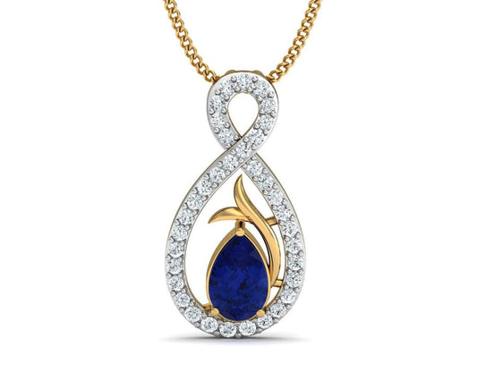 Tarini Blue Sapphire & Diamond Pendant - Jewelslane