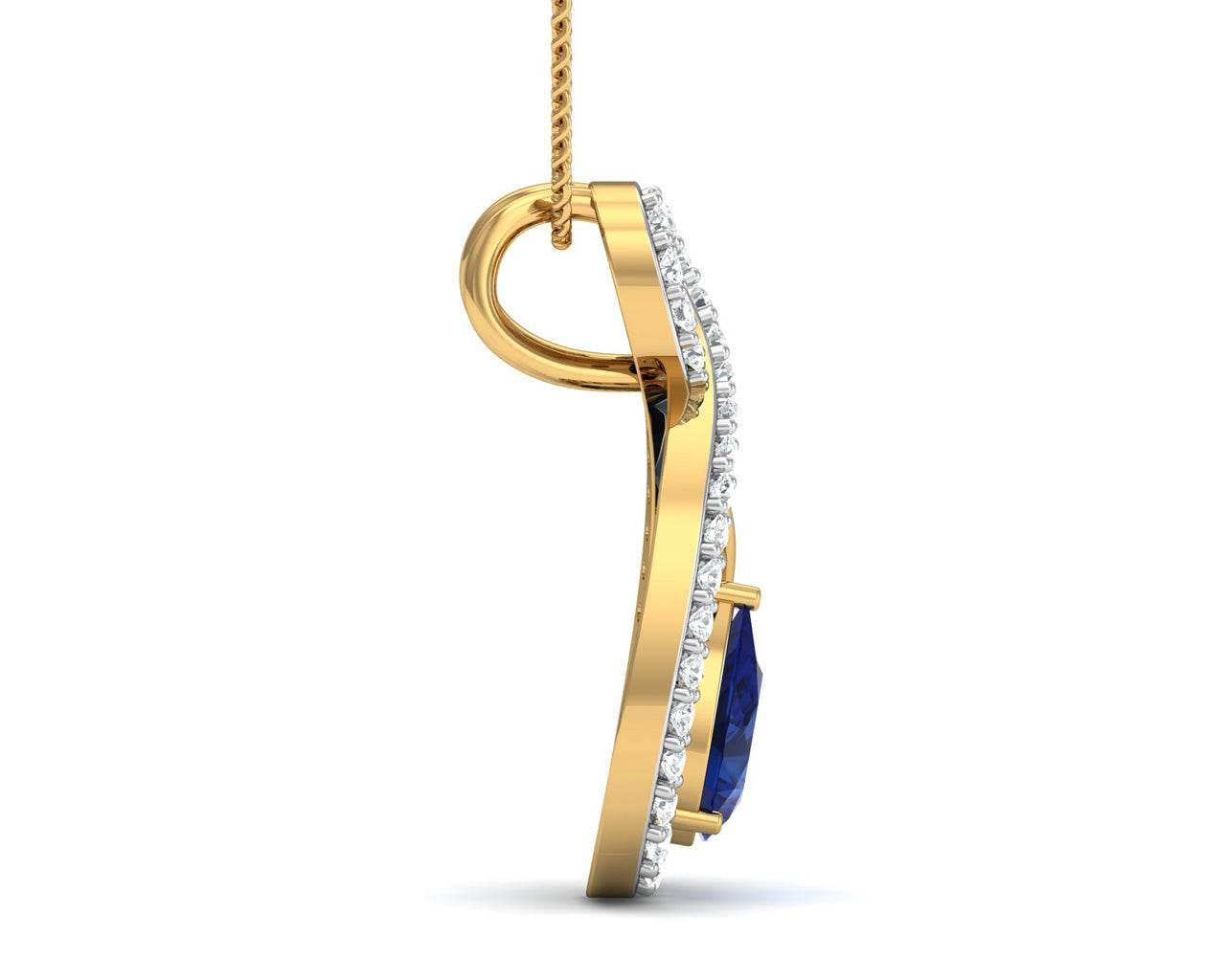 Tarini Blue Sapphire & Diamond Pendant - Jewelslane