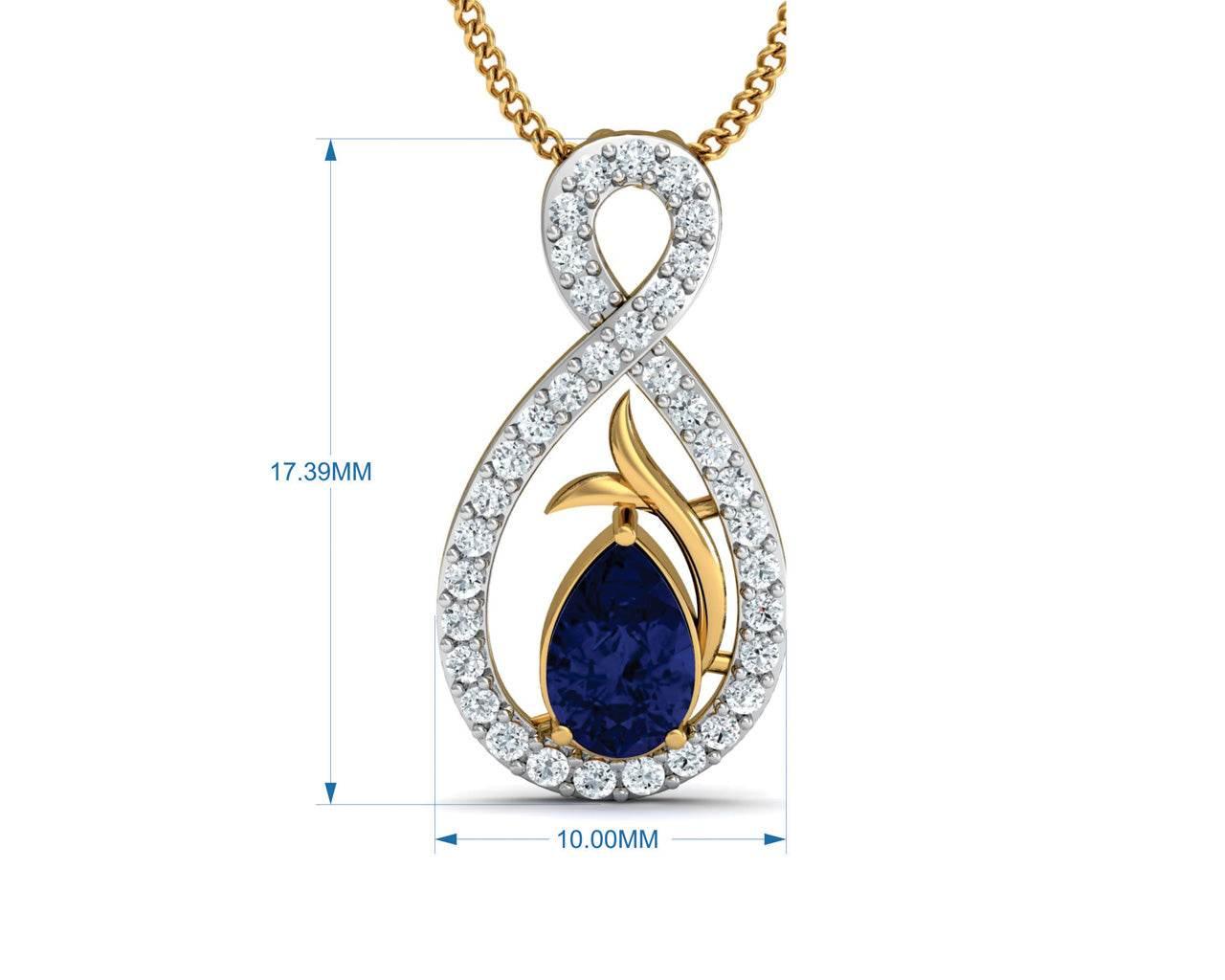 Tarini Blue Sapphire & Diamond Pendant - Jewelslane