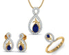 Tarini Blue Sapphire & Diamond Pendant Set - Jewelslane