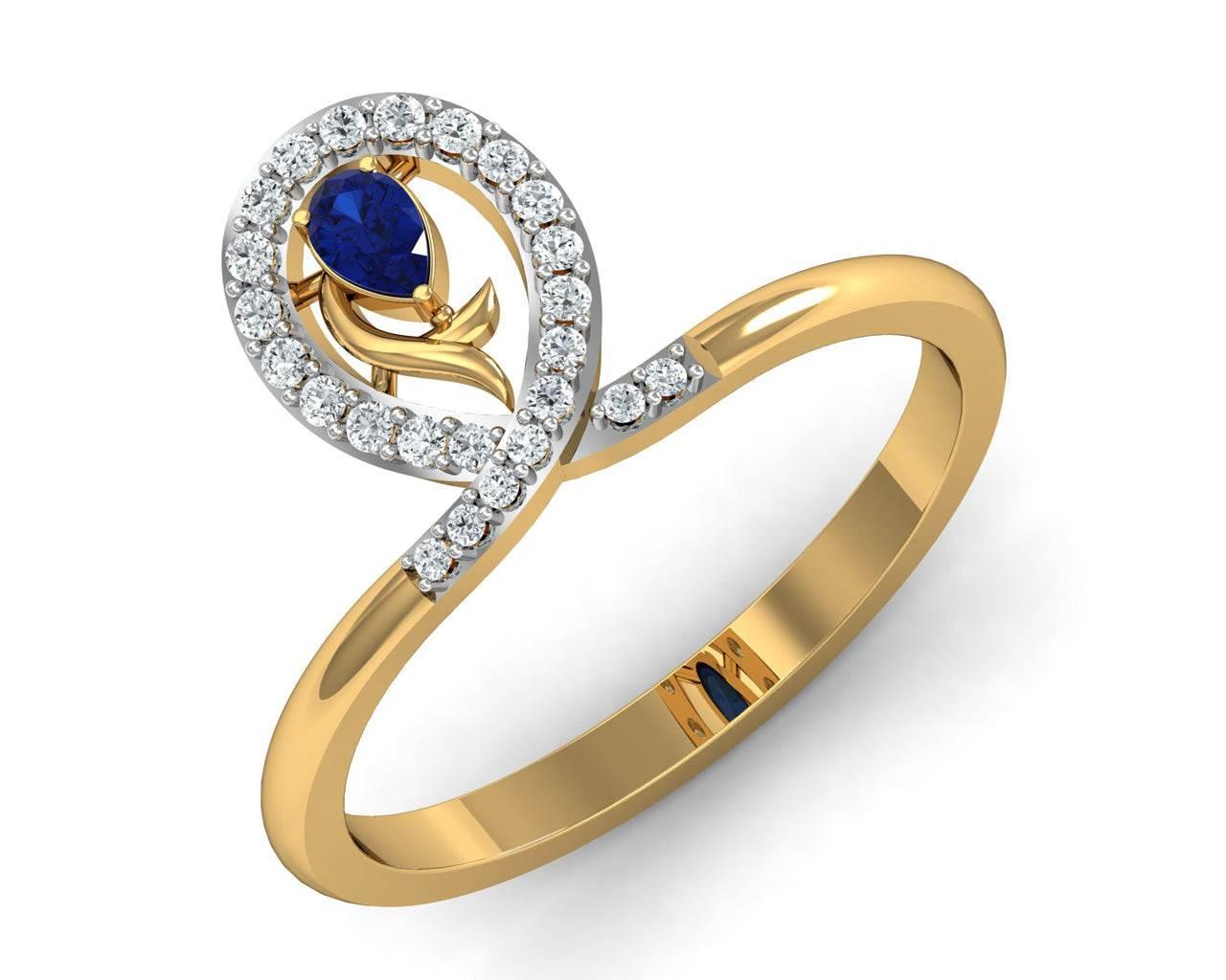 Tarini Blue Sapphire & Diamond Ring - Jewelslane