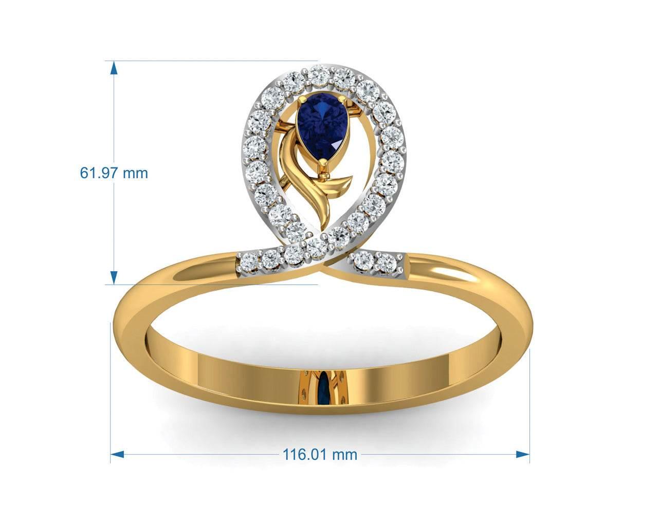 Tarini Blue Sapphire & Diamond Ring - Jewelslane