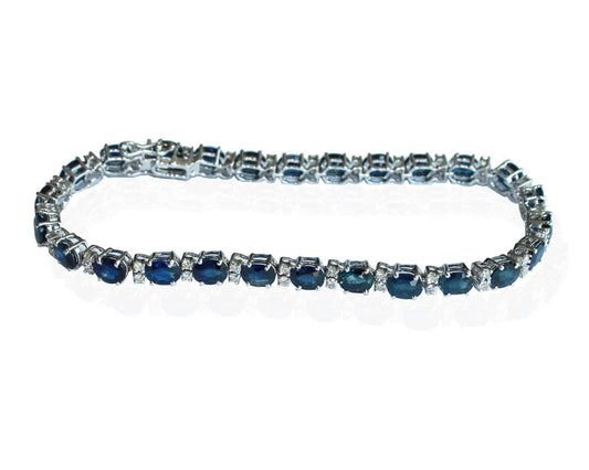 Tennis Bracelet with Sapphires and diamonds in white gold - Jewelslane