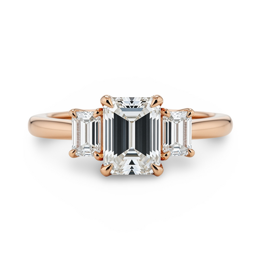 Tia Emerald Cut Lab Diamond Solitaire ring - Jewelslane