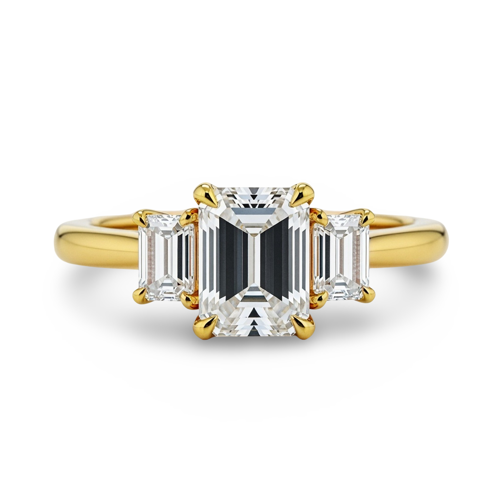 Tia Emerald Cut Lab Diamond Solitaire ring - Jewelslane