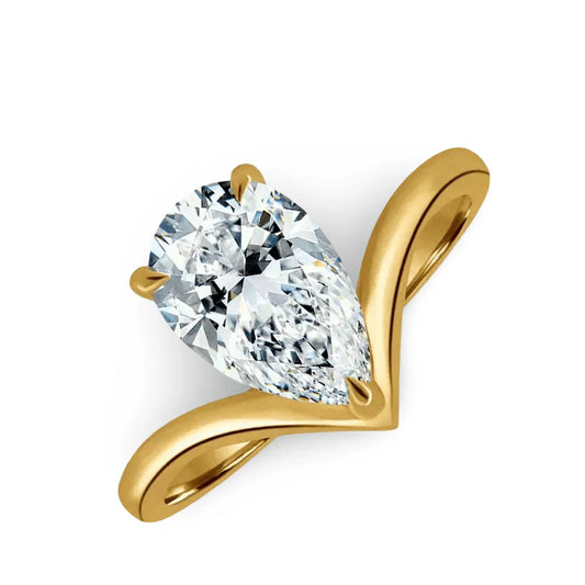 Tia Pear Shape Lab Grown Diamond Solitaire Ring in gold - Jewelslane