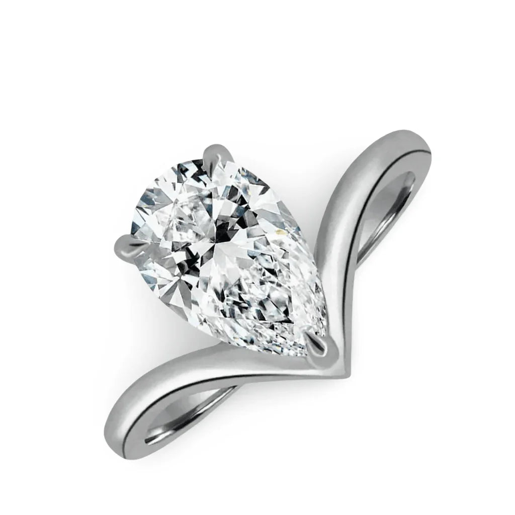 Tia Pear Shape Lab Grown Diamond Solitaire Ring in gold - Jewelslane