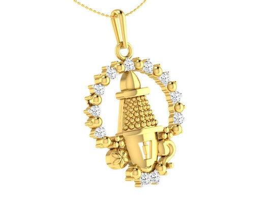 Tirupati Balaji Gold & Diamond pendant - Jewelslane