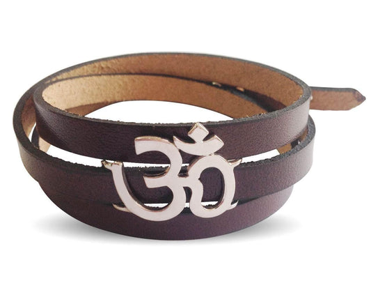Trendy Leather Wrap Om Bracelet - Jewelslane