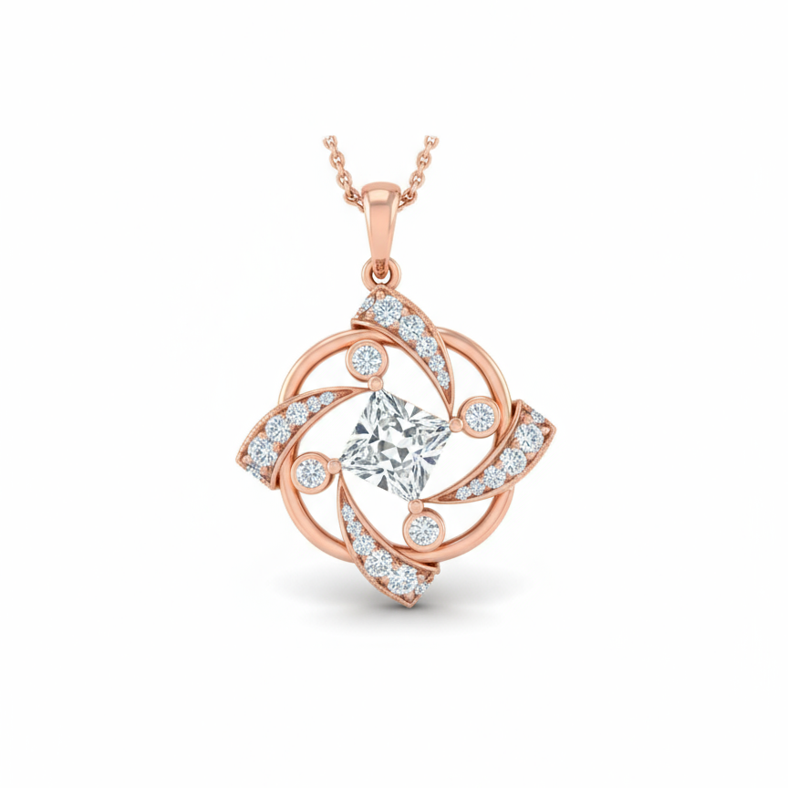 Eugene Princess Cut Lab Diamond Solitaire Pendant - Jewelslane