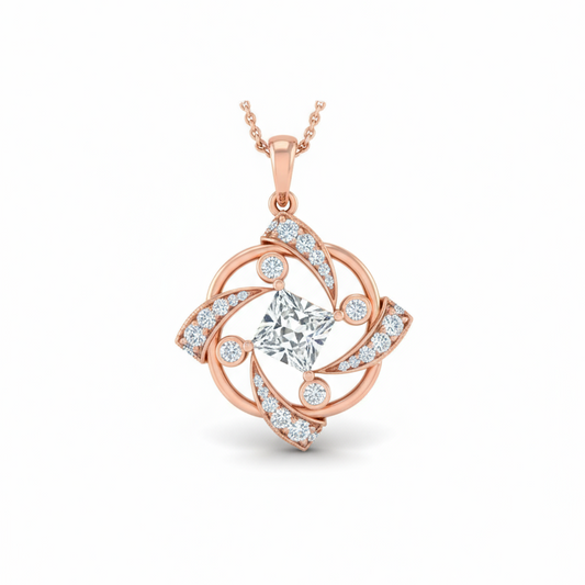 Eugene Princess Cut Lab Diamond Solitaire Pendant - Jewelslane