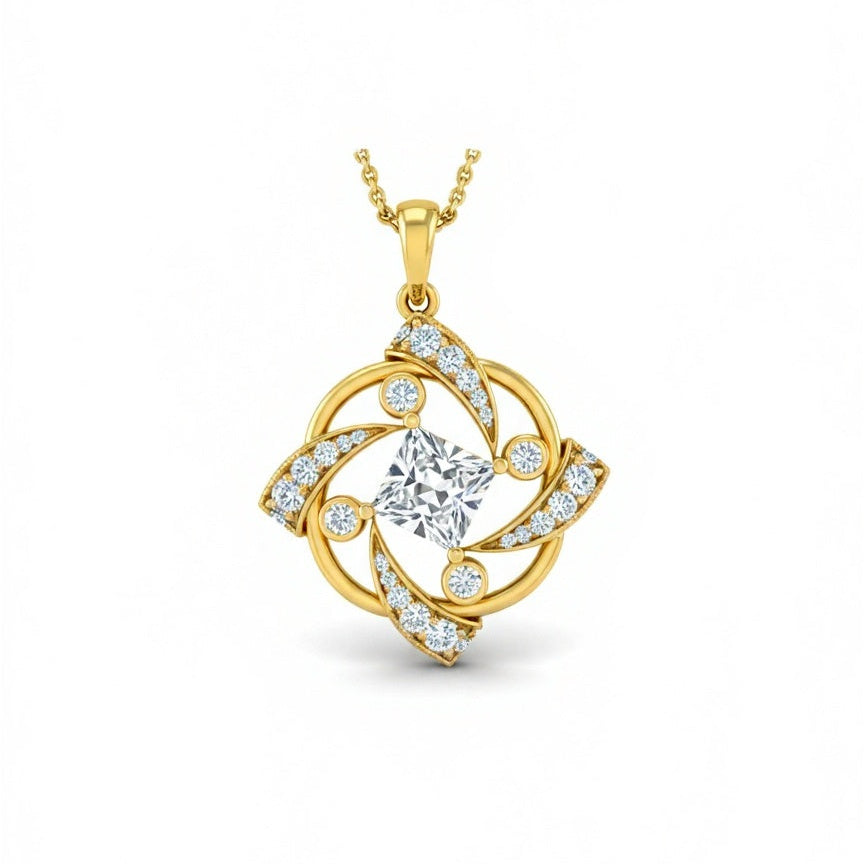 Eugene Princess Cut Lab Diamond Solitaire Pendant - Jewelslane