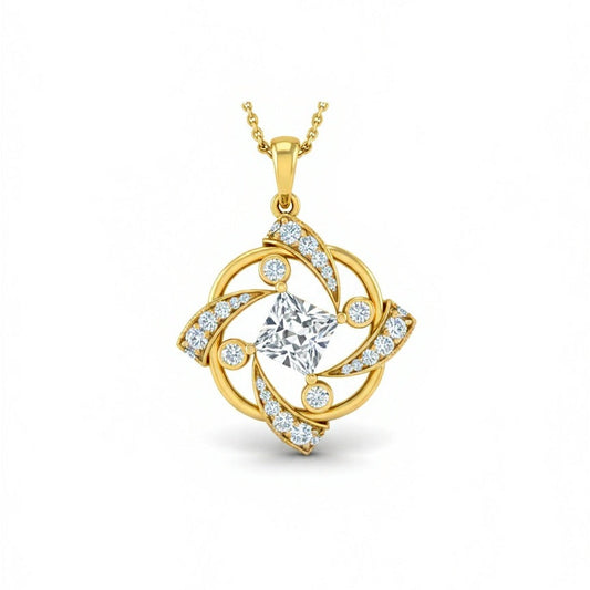 Eugene Princess Cut Lab Diamond Solitaire Pendant - Jewelslane