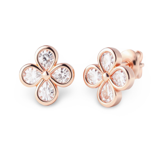 Ula Pear Shape Lab Diamond Clover Earrings - Jewelslane