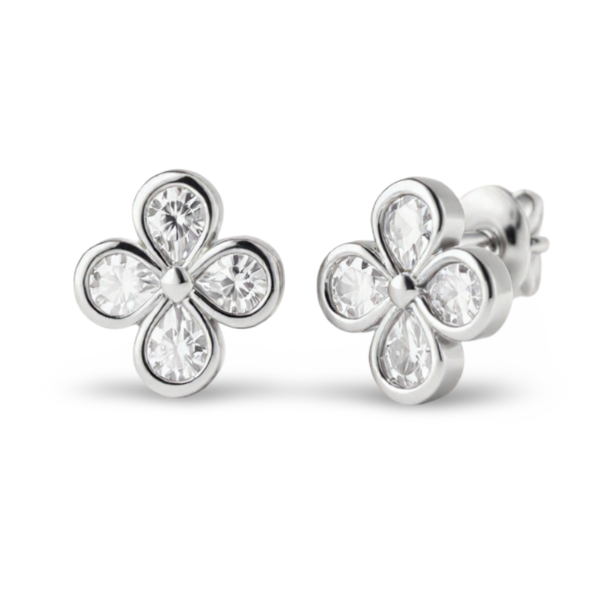 Ula Pear Shape Lab Diamond Clover Earrings - Jewelslane