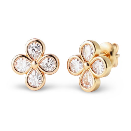 Ula Pear Shape Lab Diamond Clover Earrings - Jewelslane